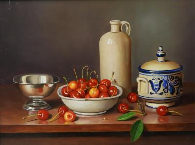 Image for Lot András Gombár - Still Life with Cherries