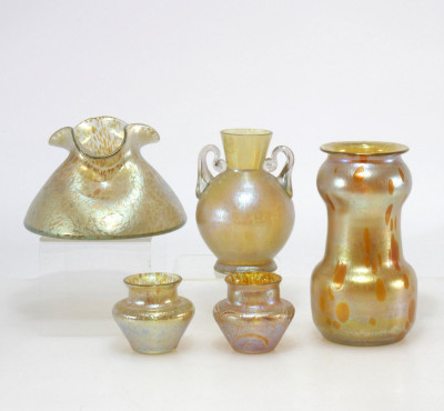 Image for Lot Group of Loetz Style Iridescent Glass Vases