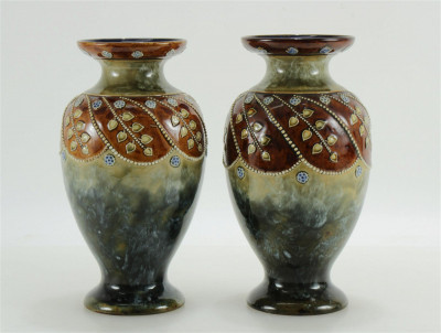 Image for Lot Pair of Royal Doulton Marbled Pottery Vases
