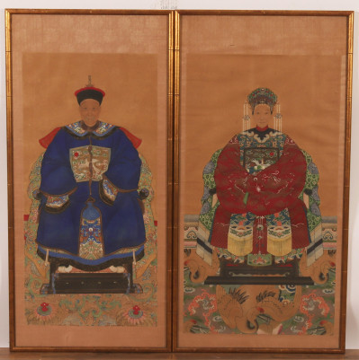 Image for Lot Pair of Chinese Ancestor Portraits