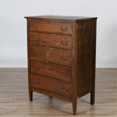 Title Arts & Crafts Style Oak Chest of Drawers / Artist