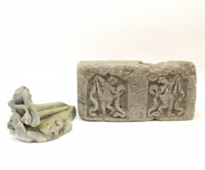 Image for Lot Carved Stone Frieze and Wall Element