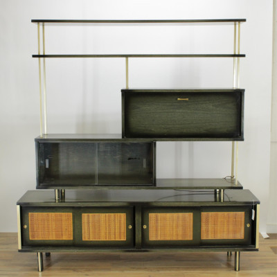 Image for Lot 1950's Brass  Green Stained to Black Cabinet