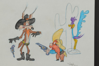 Image for Lot VIRGIL ROSS - WILE E.COYOTE ROAD RUNNER - DRAWING