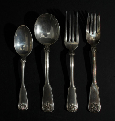 Image for Lot Tiffany & Co Sterling Shell & Thread Flatware Set