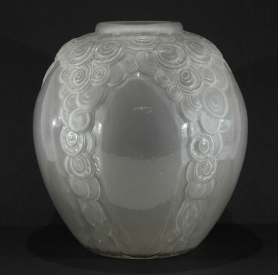 Image for Lot A. Hunnebelle - Molded Frosted Glass Vase, 1930