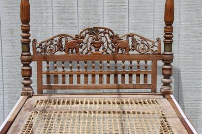 Image 5 of lot 19th C. Anglo Indian Teak Twin Size Bed