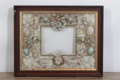 Image for Lot Victorian Shell Encrusted Shadow Box Frame, 19C