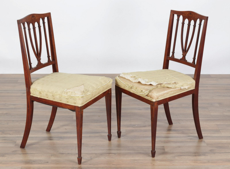 Image 4 of lot 4 Edwardian Wooden Side Chairs & other
