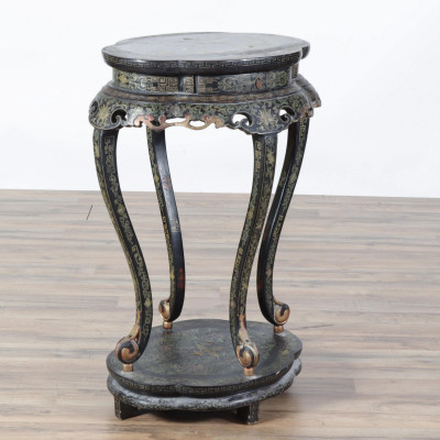 Image for Lot Chinese Gilt Decorated Black Lacquered Side Table