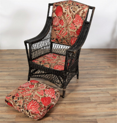 Image 4 of lot 3 Painted Wicker Armchairs
