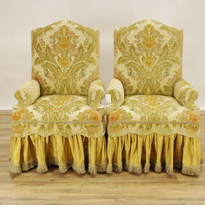 Image for Lot Pair Upholstered Arm Chairs Ray Murray NY