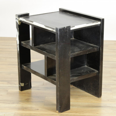 Image for Lot James Mont Style Black Lacquer Small Etagere