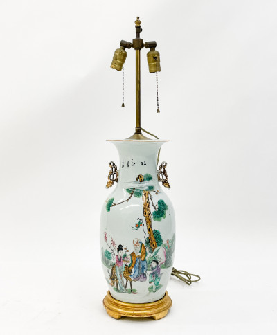 Title Chinese Ceramic Vase mounted as lamp / Artist