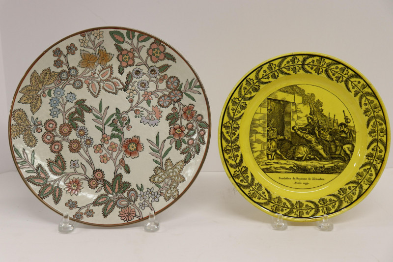 Image 1 of lot 2 Plates: LL&T Yellow Transfer & Chinese Floral