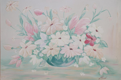 Image for Lot Helen, Vase of Flowers in Pastel Colors, O/C
