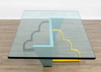 Image for Lot Memphis School - Blue Painted Coffee Table, 1980