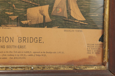 Image 7 of lot 19th C. Birds Eye View of Great East River Bridge