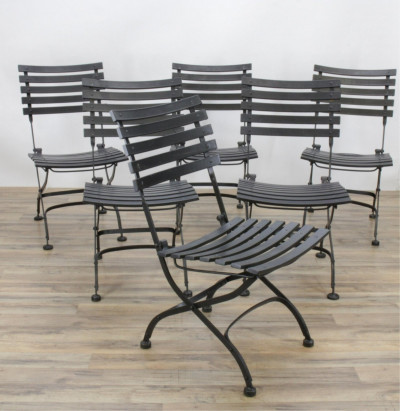 Image for Lot Six Steel Contemporary Folding Bistro Chairs