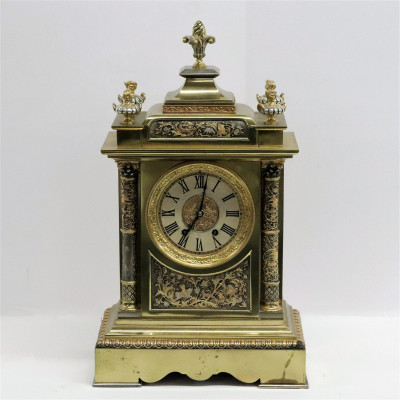 Image for Lot Renaissance Revival Silvered Ormolu Mantle Clock