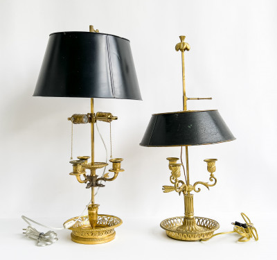 Two French Gilt-Bronze Bouillotte Lamps