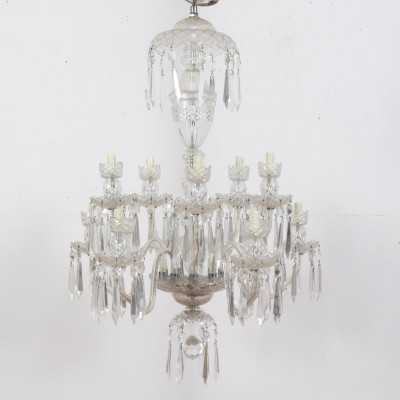 Image for Lot Waterford Crystal Chandelier & Pair Wall Sconces