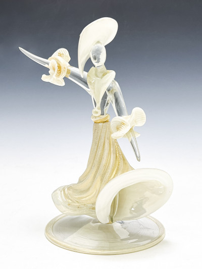 Clear and Lattimo Glass Costumed Figure with Gold Leaf