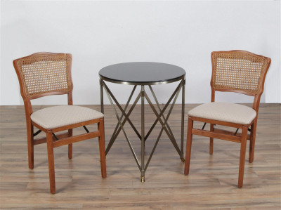 Image for Lot 1Classical Style Metal Gueridon & 2 Folding Chairs