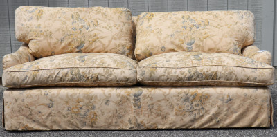 Title George Smith Floral Upholstered Sofa / Artist