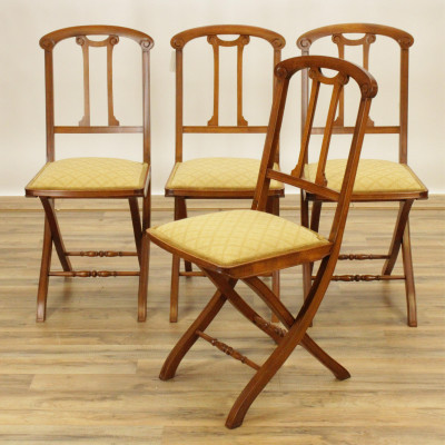 Image for Lot Set of 4 Walnut Folding Bridge Chairs