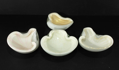 Image for Lot Murano Glass White Pinched Bowls