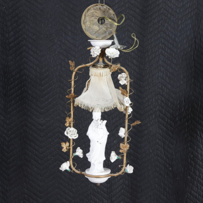 Image for Lot Mid Century Porcelain Mounted Gold Lantern