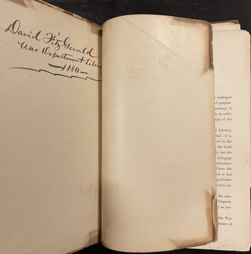 Image 2 of lot 1880 War Dept. Library Catalog signed by Librarian