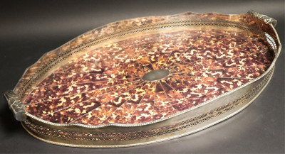 Image for Lot George III Style Inlaid Faux Tortoiseshell Tray
