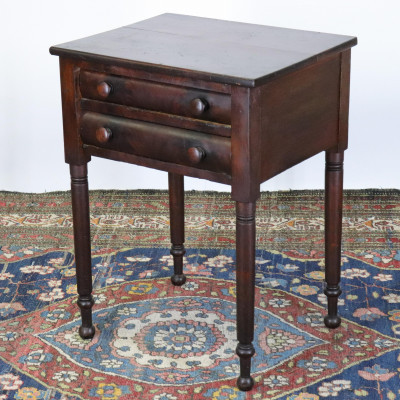 Image for Lot American Classical Mahogany 2-Drawer Side Table