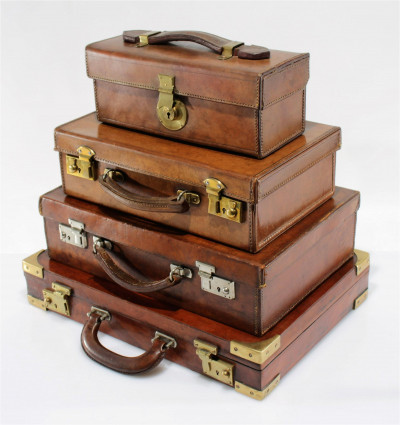 Image for Lot Vintage English Leather Attaches, Cases