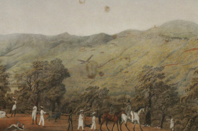 Image for Lot 19th C Colonial India Hunt Gathering, Gouache, W/C