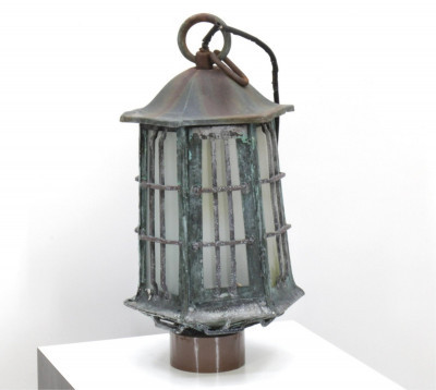 Image for Lot Arts & Crafts Copper & Metal Lantern, E 20th C.