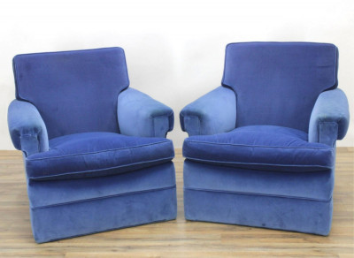 Image for Lot Pair Modern Upholstered Club Chairs