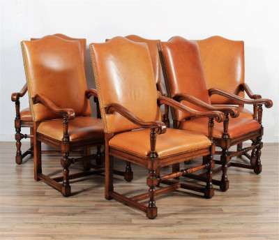6 Ralph Lauren Leather Hither Hills Throne Chairs