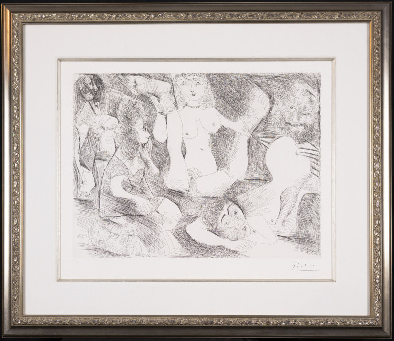 Pablo Picasso -  Bain de Minuit, femmes surprises par un marin hilare (1971)