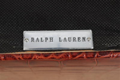 Pair Ralph Lauren Faux Crocodile Arm Chairs