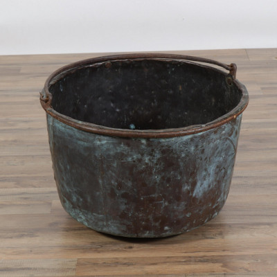 Image for Lot Patinated Copper Fireplace Cauldron
