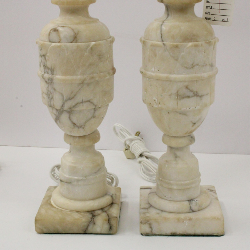 Image 3 of lot 2 Pairs Alabaster Lamps &amp; Other