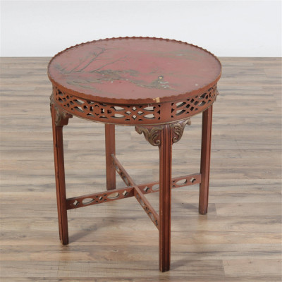 Image for Lot George III Style Chinoiserie Scarlet Lacquer Table