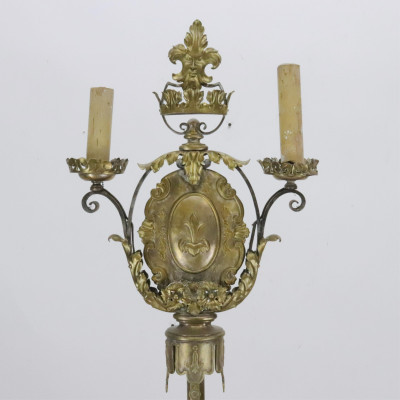 Image for Lot Renaissance Revival Brass  Iron Floor Lamp
