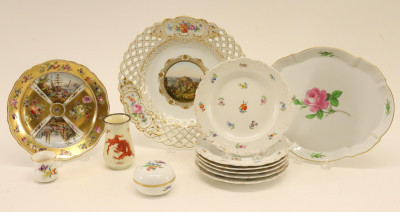 Image for Lot 12 Meissen Porcelain Plates & Smalls