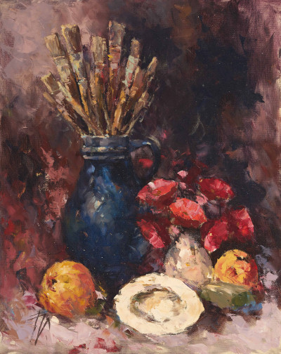 Image for Lot Artist Unknown - Still Life with Blue Vase