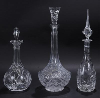 Title Three Cut Glass Barware Decanters / Artist