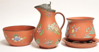 Image 1 of lot 3 Wedgwood Rosso Antico Containers